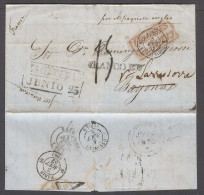 MEXICO - Stampless. 1852 (25 June). CUBA Transit - Maritime  -British BPO. Zacatecas - France / Bayone. EL Fco / Zacatec - Mexico