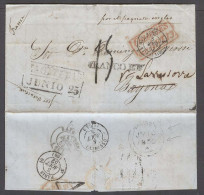 MEXICO - Stampless. 1852 (25 June). CUBA Transit - Maritime  -British BPO. Zacatecas - France / Bayone. EL Fco / Zacatec - México