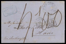 MEXICO - Stampless. 1869 (27 July). Tampico - FRANCE. Via British Mail. Sello Negro. Tampico 27 July 1869 (Schatzakes 15 - México