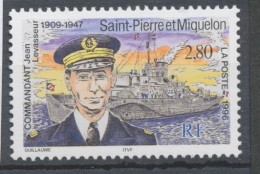 SPM  N°624 Hommage Au Commandant Jean Levasseur (1909-1947) 2f80 Portrait, Navire En Fond ZC624 - Nuevos