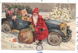 Saint-Nicolas, Voiture Ancêtre, Sac De Pommes, Jouets, Sapin:" Vive St-Nicolas " - Saint-Nicolas