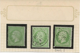 TIMBRES NAPOLEON III N°19- DENTELE LOT DE 3 OBLITERES TB  ET SANS AMINCI  COTE :150 €  Annee 1862 - 1862 Napoléon III.