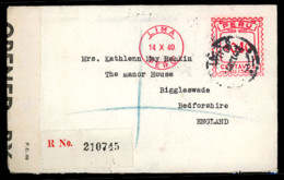 PERU. 1940. Lima To England. Registered Censor Env. Fine. - Pérou