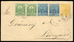 PERU. 1901. Lambayeque To Liverpool / UK (22 Aug). 10c Yellow Stat Env. + 4 Adtls, Tied "correos / PERU / LAMBAYEQUE" (x - Pérou