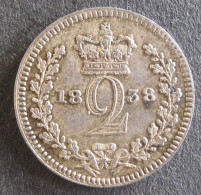 Grande Bretagne 2 Pence 1838, Victoria , En Argent , UNC. KM# 729 - E. 1 1/2 - 2 Pence