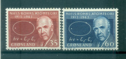 Groenland   1963 - Y & T N. 53/54 - Niels Bohr  (Michel N. 62/63) - Nuevos