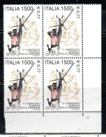 ITALIA REPUBBLICA ITALY REPUBLIC 2000 CAMPIONATO MONDIALE DI TIRO CON L'ARCO DI CAMPAGNA ARCHERY QUARTINA ANGOLO MNH - 1991-00: Ungebraucht