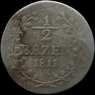 LaZooRo: Switzerland SAINT GALL 1/2 Batzen 1811 K VF - Silver - Cantonal Coins