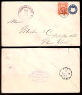 SALVADOR, EL. 1895. S. Salvador - USA. 5c. Stat Env + Adtl. VF + Atractive. - Salvador