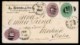 MEXICO. 1887(May 3rd). Advertising Corner Cover To Italy Franked By Unusual Use Of 1885-86 1c Green, 3c Lilac And 6c Lil - México