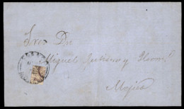 MEXICO. 1860(Oct 5th). Entire Letter To Mexico City Franked For 2 Real Rate By Quadrisected Morelia District 1856 8r Lil - México