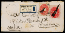 MEXICO. 1892(June). Registered Cover To Italy With Printed ‘Cotton’ Advertisement On Reverse, Franked By 1890 10c And 20 - México