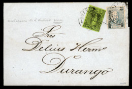 MEXICO. 1870(July 5th). Cover From Mexico City To Durango Franked By Mexico District 1868 12c Black On Green (1-70) And  - México