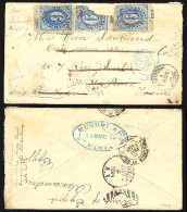 MEXICO. 1884. Sc 148º (3). MEXICO-EGYPT. Huapac To France, Forwarded 6c Deep Blue/2283 And 483 X 3, The Rare Shade, Tied - México