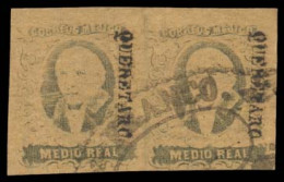 MEXICO. Sc. 6º. 1861 1/2  Rl Buff. Horizontal Pair, Good Margins. Queretaro District Name, Oval "Salamanca / Franco" (xx - México