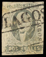 MEXICO. Sc. 8º. 1861 2rs Black / Pink. Lagos District With Box Cancel Sch. 664. Fine And Quite Scarce Item. - México