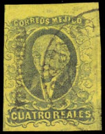 MEXICO. Sc. 9º. 1861 4rs Black / Yellow. Cuernavaca District + Cancel. Sch. 218. VF. - México