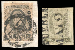 MEXICO. Sc. 8º. 1861 2rs Black / Pink, 2 Stamps, One On Piece. Both Mexico District Name, Used From PUEBLA, With 2 Diffe - México