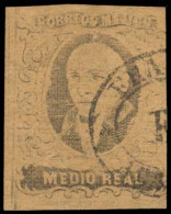 MEXICO. Sc. 6aº. 1861 1/2 Rl Buff, Good Margins, No Name (ACAPULCO), Oval Cancel. Sch. 4. Scarce And VF. - México