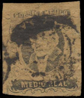 MEXICO. Sc. 6aº. 1861 1/2 Rl Buff, Large Margins, No District Name (ACAPULCO) Oval Cancel. Sch. 4. VF. - México