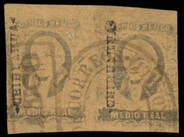 MEXICO. Sc. 6º. 1861 1/2 Rl Buff, Horizontal Pair, Wide Margins. Chihuahua District, "Santa Rosalia / Franco" (xxx) Canc - México