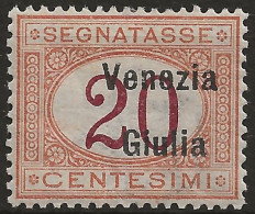 TRVGSx3L - 1918 Terre Redente - Venezia Giulia, Sassone Nr. 3, Segnatasse Nuovo Con Traccia Di Linguella */ - Venezia Giuliana