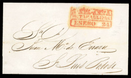 MEXICO - Stampless. 1842. Entire. Sta. Anna De Tamaulipas To S.L.Potosi. "Sta. Anna De T.-Ene.24" Box In Red (***). Supe - México