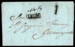 MEXICO - Stampless. 1845. Leon To Guanajuato. EL. "LEON" In Box. (***). This Is A Huge Rarity. (Guayanuato), Mostly Seen - México