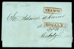 MEXICO - Stampless. C.1856. Rosales To Hidalgo. E. "FRANCO" And "ROSALES" Red Marks In Two Boxes. (***). Exceptional Goo - México