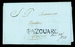 MEXICO - Stampless. 1854. Pazcuaro To Mexico.E.L. "PAZCUARO" Complete Strike (***). XF. - México