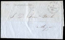 MEXICO - Stampless. 1861 (Feb. 7). Guadalajara To Mexico. Stampless EL. With "Franco / Guadalajara" Cds On Front + "2" O - México