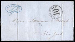 MEXICO - Stampless. 1862 (18 April). MEXICO - CUBA - USA. Veracruz To New York / USA. EL. Forwarded Via Habana By "Y.M.  - México