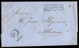 MEXICO - Stampless. 1858 (Oct.). SELLO NEGRO. Yrapuato To Mexico. E. Boxed "YRAPUATO" (xxx). Sch. 494 + "2" Charge. VF.  - México