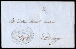 MEXICO - Stampless. 1853 (June 18). Indee To Durango. E. Excellent Fancy Strike "YNDE" + Manuscript June 18 (xxx) + Manu - México