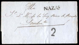 MEXICO - Stampless. C. 1833-56. Nazas To Sombrerete. E. Straightline "NAZAS" (xxx) + "2". GN5. VF. - México