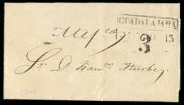 MEXICO - Stampless. 1848 (June 12). Guadalajara To Mexico. EL. Box Name + Date + "3" (GD 13 / Sch. 292). VF. - México