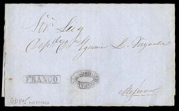 MEXICO - Stampless. C. 1850. Hostotlaquil To Mejico. E. With Double Oval Line "HOSTOTLAQUIL" + Boxed "Franco" + "2" On R - Mexique