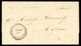 MEXICO - Stampless. 1861 (March 22). Sello Negro. Mineral De La Luz To Mejico. Stampless E. "Franco / Guanajuato" Cds +  - Mexique