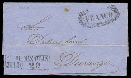 MEXICO - Stampless. 1862 (July 29). Sello Negro. Pto. Mazatlan To Durango. E. Box "Pto. De Mazatlan / Julio 29" (xx/xxx) - Mexique