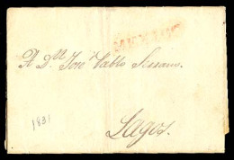 MEXICO - Stampless. 1831 (13 April). Mejico To Lagos. EL. Slanted Red Straightline "MEXICO" (x/xx). No Charges. Fine. M1 - México