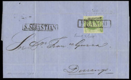 MEXICO. 1858 (2 Ene). Maza - Durango. EL Frkd 1856 2rs Green, Durango Name, Cancelled Boxed "S. SEBASTIAN + FRANCO" (xxx - Mexique