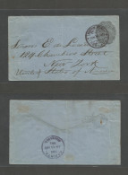 NICARAGUA. 1892 (Junio 11) Granada - USA, NYC (June 30) Via Corinto (11 June) 10c Dark Grey - Green On Blue Paper 1892 C - Nicaragua