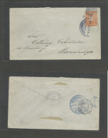 NICARAGUA. 1896 (31 Dec) Leon - Germany, Hamburgo (1 Feb 97) Via Corinto (31 Dic) 10c Orange Stationary Envelope Last Da - Nicaragua