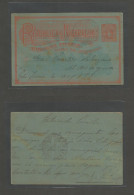 NICARAGUA. 1894 (Junio 6) Granada - Managua (6 Junio) 2 Centavos Red / Blue Paper Stationary Card. Fine Interesting Used - Nicaragua