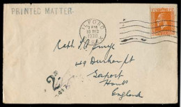 NEW ZEALAND. 1930 (10 Dec). Ilford / Essex - Hants. Fkd Env 1 1/2d, Cancelled At UK + 2d / 417 Charge. PM Rate. - Other & Unclassified