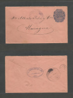 NICARAGUA. 1892 (July 27) Leon - Managua. 5c Blue On Salmon Paper 1892 Colon Issue Stationary Envelope. True Condition. - Nicaragua