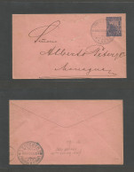 NICARAGUA. 1893 (Ago 16) Granada - Managua (16 Ago 1894) Local 5c Blue / On Salmon Paper Stationery Envelope 1893 Issue. - Nicaragua