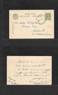 MONTENEGRO. 1895 (30 Oct) Podgoritza - Berlin, 5p Green Stat Card. Comercial Card. Fine Cds. - Montenegro