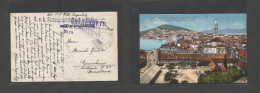 MONTENEGRO. 1915 (5 Oct) WWI Military, Meljone - Germany, Mannhein Via Ercegnovi, Castello. FM Zara Multifkd Cacheted Ce - Montenegro