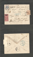 MONTENEGRO. 1898 (12 Febr) Wirbazar - Constantinople, Turkey (26 Febr) Registered AR Multifkd Comercial Envelope Includi - Montenegro